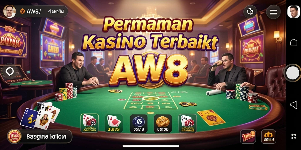Screenshot gameplay AW8 menampilkan keseruan permainan Kasino yang interaktif.