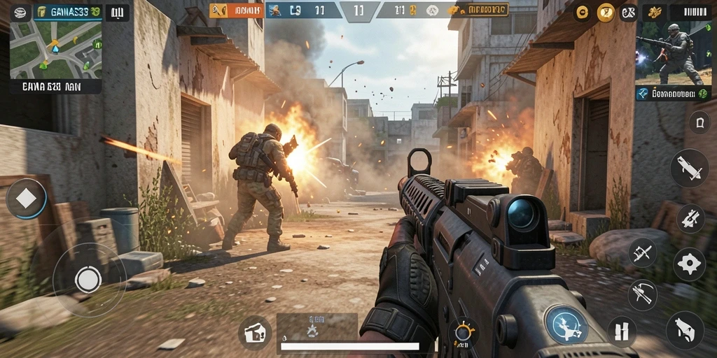Screenshot gameplay GANAS33 menunjukkan aksi seru di medan perang.