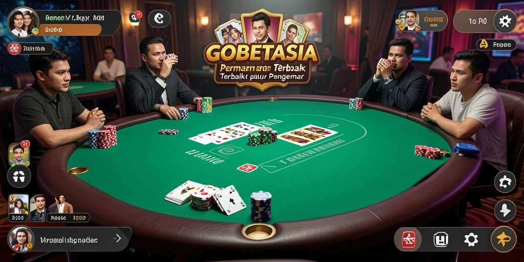 Screenshot gameplay GOBETASIA yang menampilkan suasana poker yang mendebarkan.