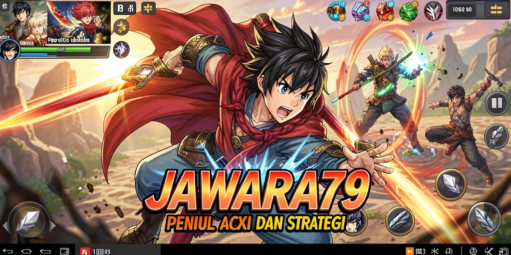 Tangkapan layar JAWARA79 yang menunjukkan pertempuran seru dalam permainan Anime.