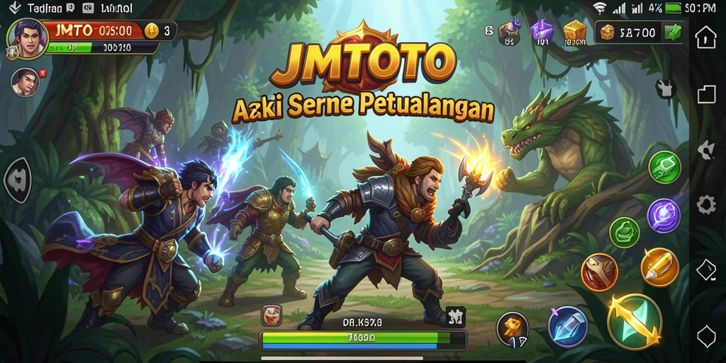 Screenshot aksi seru dalam gameplay JMTOTO yang menampilkan karakter berjuang melawan musuh.