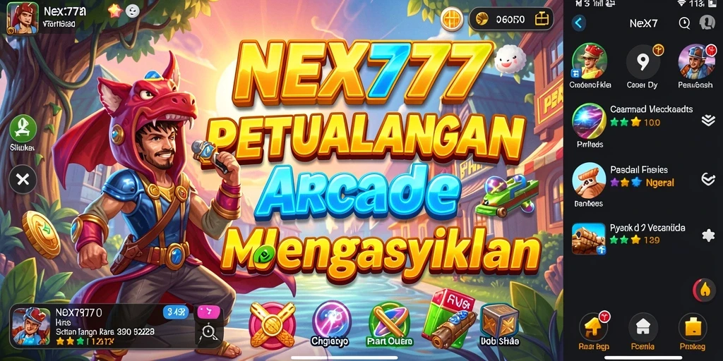 Screenshot menampilkan gameplay menarik di NEX777 dengan karakter berwarna-warni.