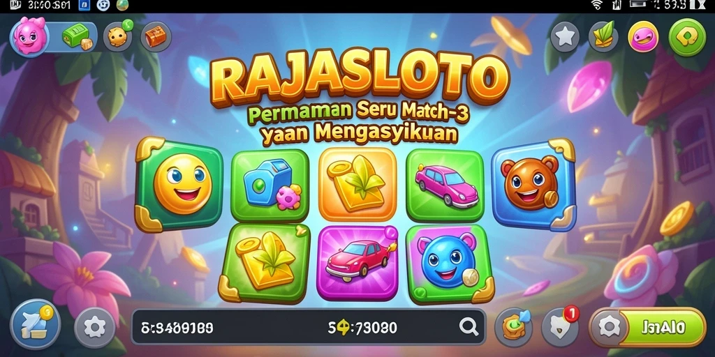 Tampilan screenshot utama RAJASLOTO menampilkan serunya gameplay Match-3.