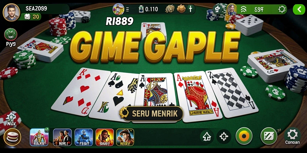 Screenshot gameplay Gaple yang seru dan menantang di RI889.