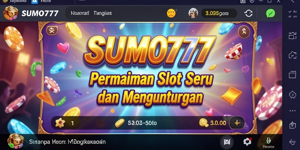 Tampilan utama gameplay <strong>SUMO777</strong> menampilkan gulungan penuh warna dan simbol menarik.