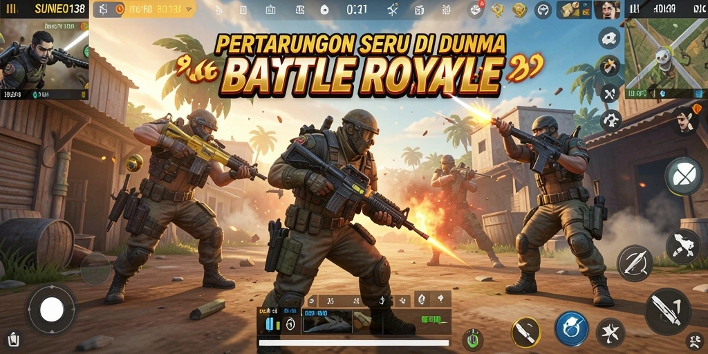 Screenshot SUNEO138 menampilkan aksi seru gameplay Battle Royale.