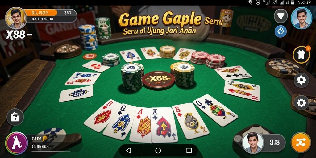Tangkapan layar gameplay X88 menampilkan keseruan bermain gaple.