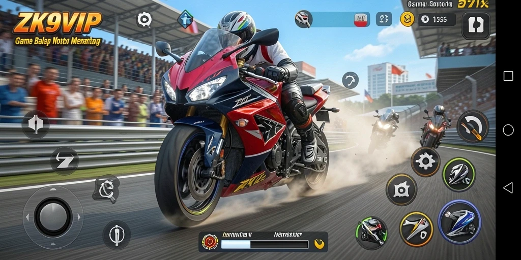 Tampilan gameplay ZK9VIP yang mendebarkan dan penuh aksi balap motor.